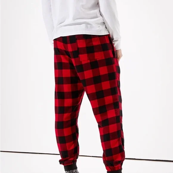 American Eagle Plaid Flannel Jogger Pant - Picture 2 of 7
